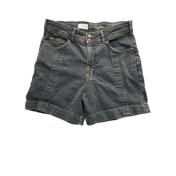 Anthropologie Pilcro Seamed Denim Shorts Size 29 Black/Brown High Waist Jean - Picture 4 of 9